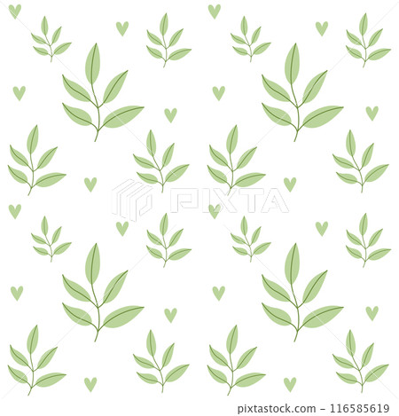 seamless pattern with green leaves 116585619