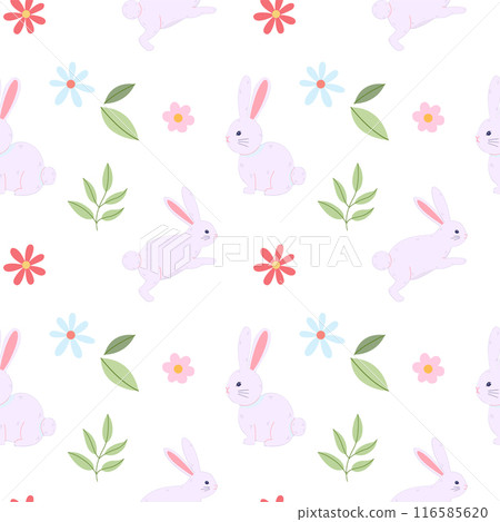 easter seamless pattern with rabbits 116585620