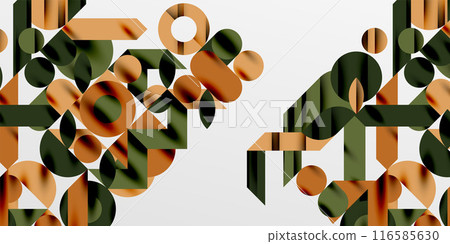 Colorful simple dynamic geometric forms circles lines and round shapes. Mosaic techno art concept. Vector Illustration For Wallpaper, Banner, Background, Card, Book Illustration, landing page Colorful simple dynamic geometric forms circles lines and round shapes. Mosaic techno art concept. Vector Illustration For Wallpaper, Banner, Background, Card, Book Illustration, landing page 116585630