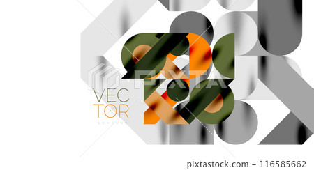 Colorful simple dynamic geometric forms circles lines and round shapes. Mosaic techno art concept. Vector Illustration For Wallpaper, Banner, Background, Card, Book Illustration, landing page Colorful simple dynamic geometric forms circles lines and round shapes. Mosaic techno art concept. Vector Illustration For Wallpaper, Banner, Background, Card, Book Illustration, landing page 116585662