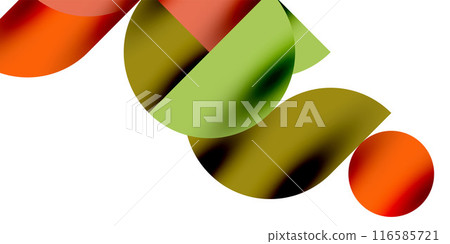 Shadow effect shiny circles and round triangles geometric modern art. Vector Illustration For Wallpaper, Banner, Background, Card, Book Illustration, landing page 116585721