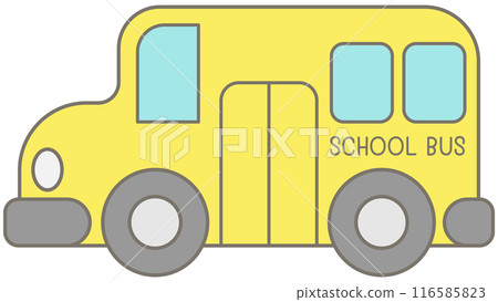 Cute kid pastel hand drawn back to school elements yellow school bus 116585823