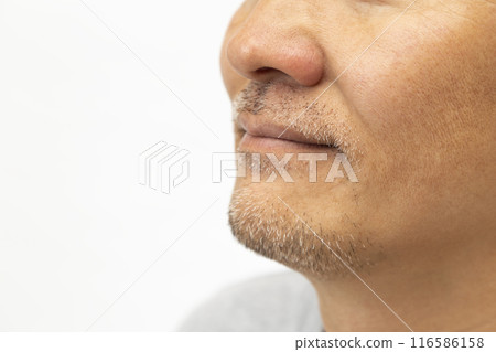 Profile of a bearded man on a white background Profile of a bearded man on a white background 116586158