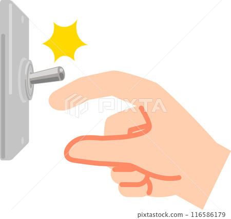 Hand flipping toggle switch to the up position Hand flipping toggle switch to the up position 116586179