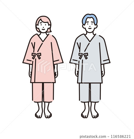 簡單插圖男女配戴檢查技術的全身前視圖 116586221