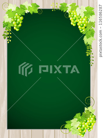 Muscat, grapes, blackboard, signboard, board, autumn, illustration, background, vertical 116586287