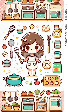 Mini character mom cooking 116586302