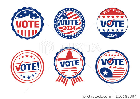 United States of america presidential election vote 2024 badges set . Vector . 116586394