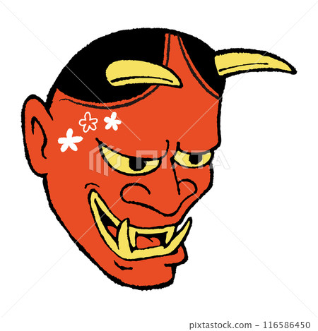 紅色般若面具插畫素材 116586450