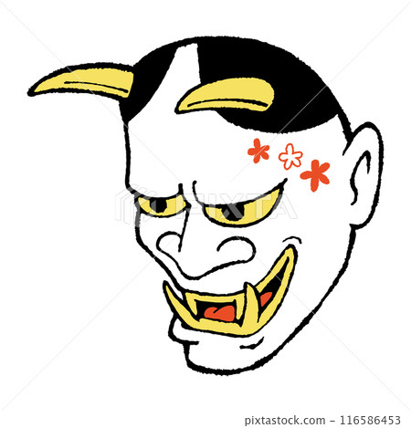 白色般若面具插畫素材 116586453