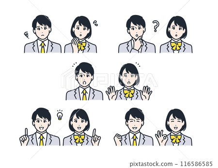 Student, junior high school student, high school student icon, facial expression set material Student, junior high school student, high school student icon, facial expression set material 116586585