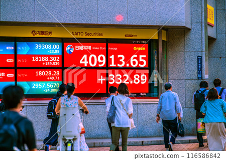 日本東京市景日經平均突破40,000日圓,更新至40,913.65日圓...股價板/收盤價=4日,日本橋兜町 日本東京市景日經平均突破40,000日圓,更新至40,913.65日圓...股價板/收盤價=4日,日本橋兜町 116586842