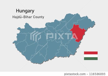 Vector map Hungary, county Hajdu-Bihar 116586893