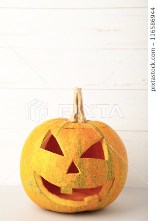 Halloween Pumpkin. Scary Jack on white background 116586944