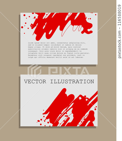Red ink brush stroke on white background. Japanese style. Vector illustration of grunge wave stains. Vector brushes illustration. 116588019