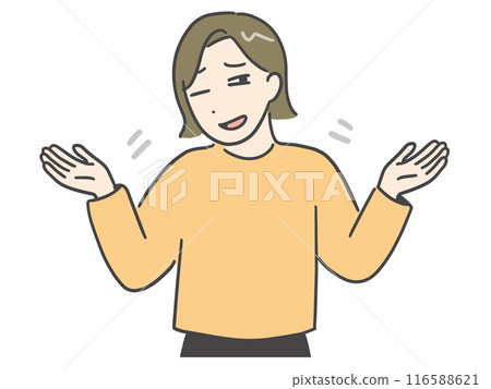 A young woman in casual clothes laughing with a sigh (upper body) 116588621