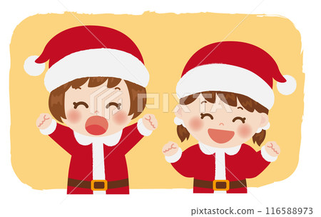 Illustration of children dressed up as Santa Claus 116588973