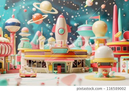 The city is filled with buildings and spaceships with Generative AI The city is filled with buildings and spaceships with Generative AI 116589002