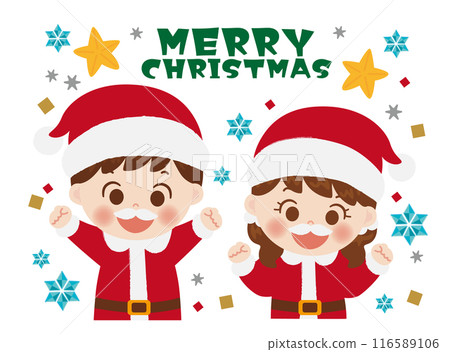Illustration of a child dressed as Santa Claus 116589106