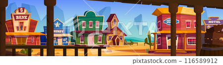 Wild west town street with buildings 116589912