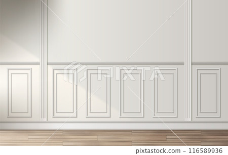 Room interior with white classic wall panel 116589936