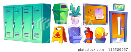 School corridor design elements set 116589967