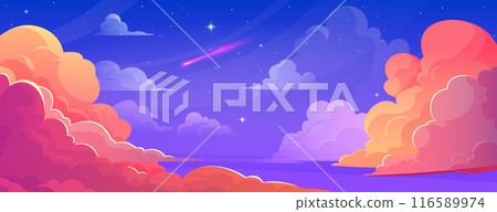 Anime style sky with clouds at night Anime style sky with clouds at night 116589974