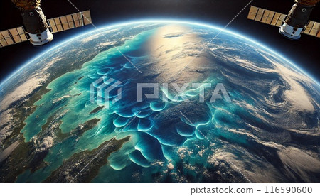 The beautiful blue ocean seen from space 116590600