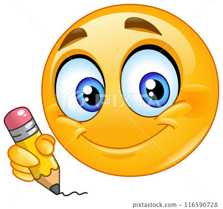 Emoticon with Pencil 116590728