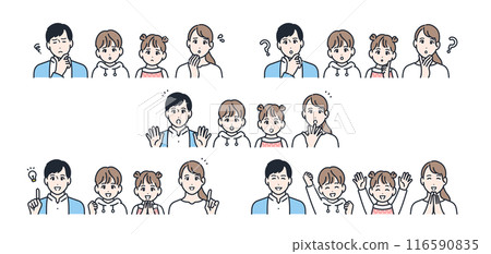 一家四口臉部表情圖示插畫集素材 一家四口臉部表情圖示插畫集素材 116590835
