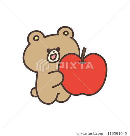 一隻可愛的熊拿著蘋果的插圖 116591045