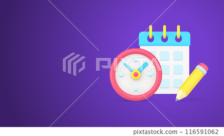 Time management event reminder business planning calendar tips work organization 3d icon vector Time management event reminder business planning calendar tips work organization 3d icon vector 116591062