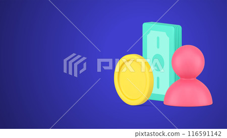 Rich person enjoy financial independence cash money dollar coins banknote 3d icon vector 116591142