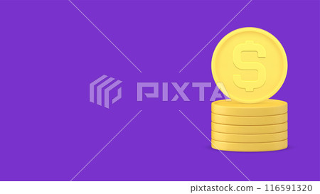 Golden coins cash money dollar stack financial independence richness profit wage 3d icon vector Golden coins cash money dollar stack financial independence richness profit wage 3d icon vector 116591320