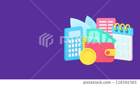 Deadline reminder regular banking payment with cash dollar money and coins 3d isometric vector 116592565