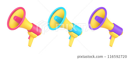 Collection bright decorative loudspeakers with handle and button for loud voice broadcasting 3d Collection bright decorative loudspeakers with handle and button for loud voice broadcasting 3d 116592720