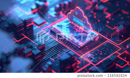 Cloud computing diagram network data storage technology service on structure circuit computer. Locked, Cyber security. 116592834