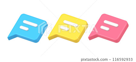 Isometric multicolored collection chat box new message notification template 3d icon vector 116592933