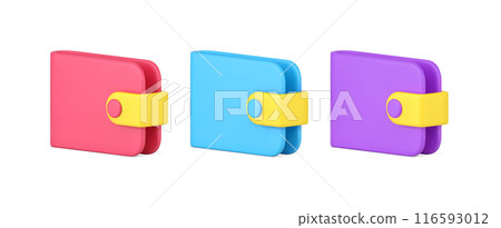 Stylish isometric bright wallet decorative design collection 3d icon vector illustration 116593012