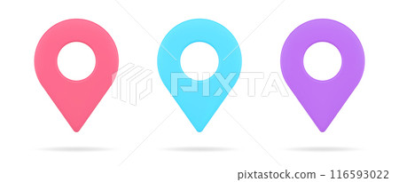 Multicolored map pin location GPS symbol collection 3d icon vector geolocation GPRS symbols Multicolored map pin location GPS symbol collection 3d icon vector geolocation GPRS symbols 116593022