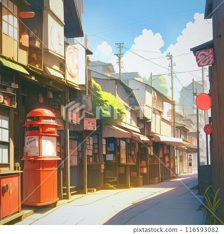 昭和風格街景復古街景形像日式動漫風格鄉村當地商店購物街AI生成 昭和風格街景復古街景形像日式動漫風格鄉村當地商店購物街AI生成 116593082