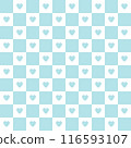 Blue heart on white and blue square pattern. 116593107