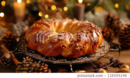 Festive Roscon de Reyes Pastry Festive Roscon de Reyes Pastry 116593246