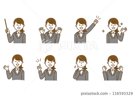一個女人在一套西裝的插圖集 116593329
