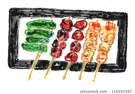 烤雞肉串拼盤 116593387