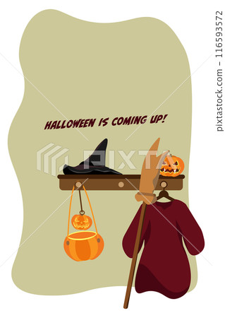 Illustration of a Halloween witch costume hanging on a hanger 4 vertical Illustration of a Halloween witch costume hanging on a hanger 4 vertical 116593572
