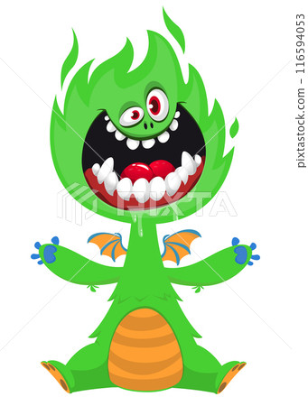 Funny green monster character design. Halloween illustration isolated 116594053