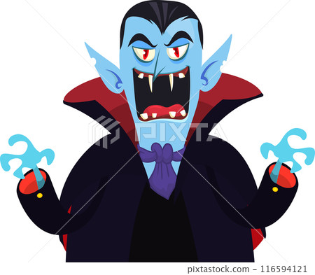 Cute cartoon vampire smiling. Vector illustration isolated. Halloween design 116594121