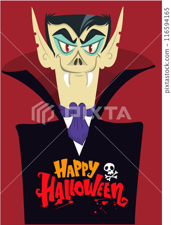 Funny cartoon vampire character design with big open mouth, tongue, fangs. Halloween illustration of count dracula vector isolated Funny cartoon vampire character design with big open mouth, tongue, fangs. Halloween illustration of count dracula vector isolated 116594165