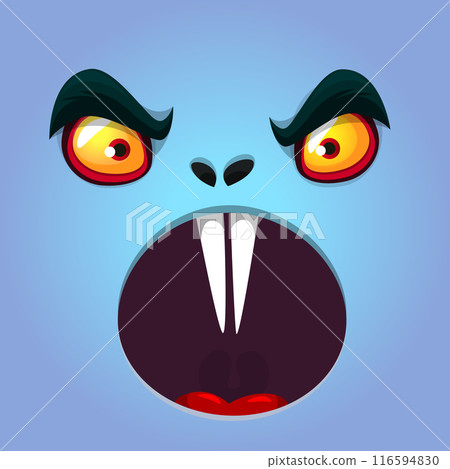 Funny cartoon monster face. Vector monster square avatar 116594830